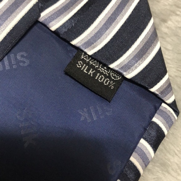 GRAND JOUR Paris Blue and Gray Striped Tie - Picture 4 of 7